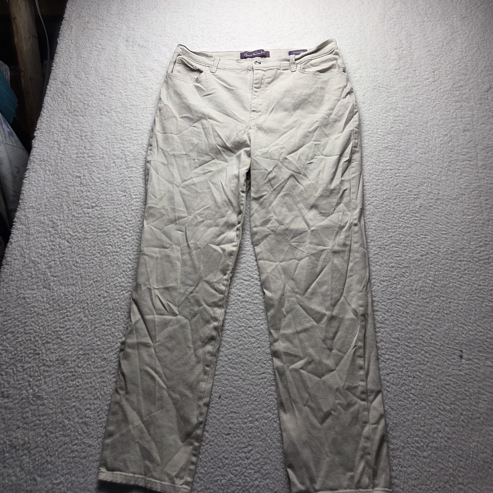 Gloria Vanderbilt Amanda Jeans Womens 16 Beige Light Wash Straight Denim Pants
